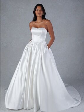Justin Alexander | Private Collection Strapless Satin Ball Gown in White